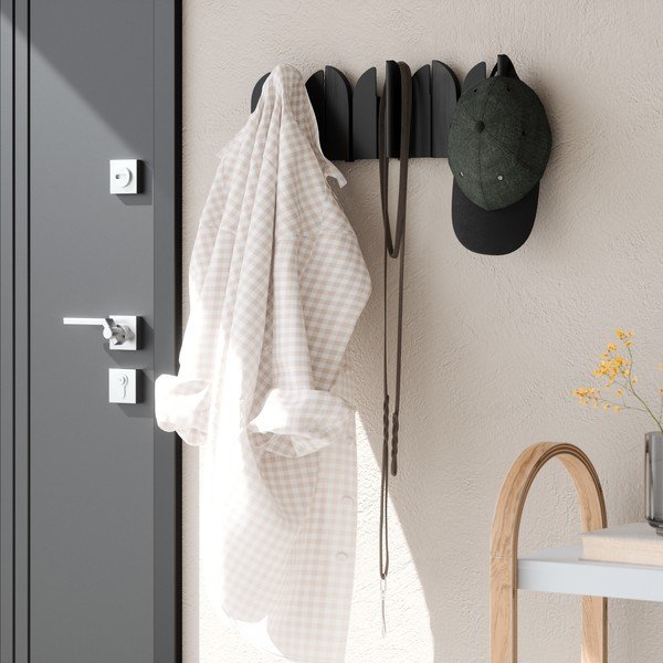 Matēti melns tērauda sienas pakaramais 43 cm Saloon – Umbra-image-3