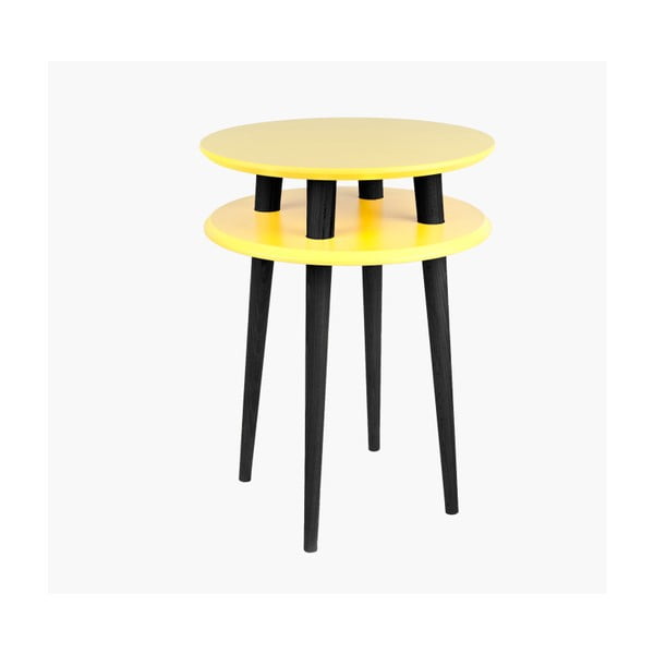 Dzeltens sānu galds ar melnām kājām Ragaba UFO, Ø 45 cm