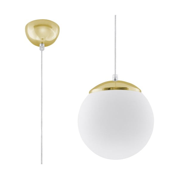 Zelta krāsas piekaramā lampa ar stikla abažūru ø 20 cm Cezab – Nice Lamps