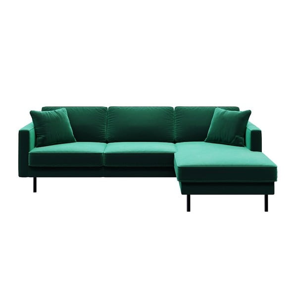 Zaļš samta stūra dīvāns (labais stūris) Kobo – MESONICA