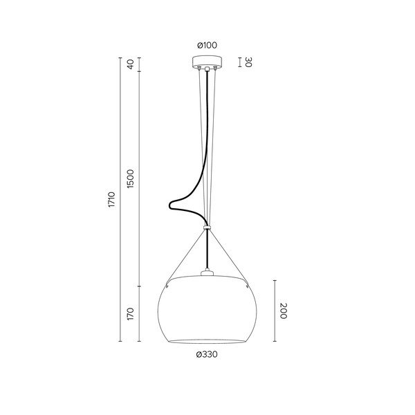 Melna griestu lampa Sotto Luce Momo Elementary Glossy S, ⌀ 33 cm-image-2