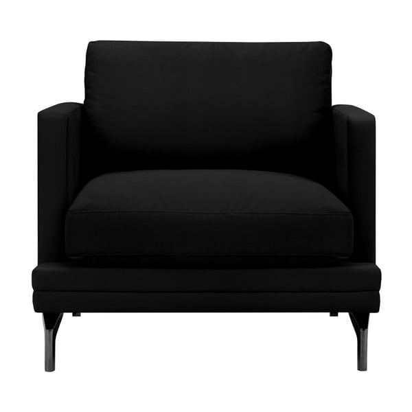 Melns atzveltnes krēsls ar kāju balstu melnā krāsā Windsor & Co Sofas Jupiter
