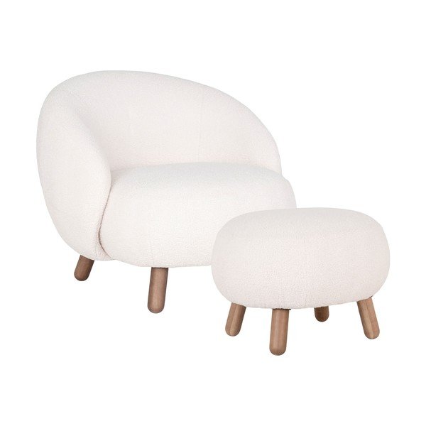 Krēmkrāsas atpūtas krēsls ar kāju balstu Savona – House Nordic