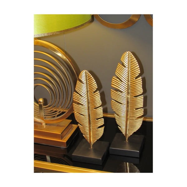 Dekoratīvs zelta krāsas svečturis Mauro Ferretti Feather, augstums 34 cm-image-1