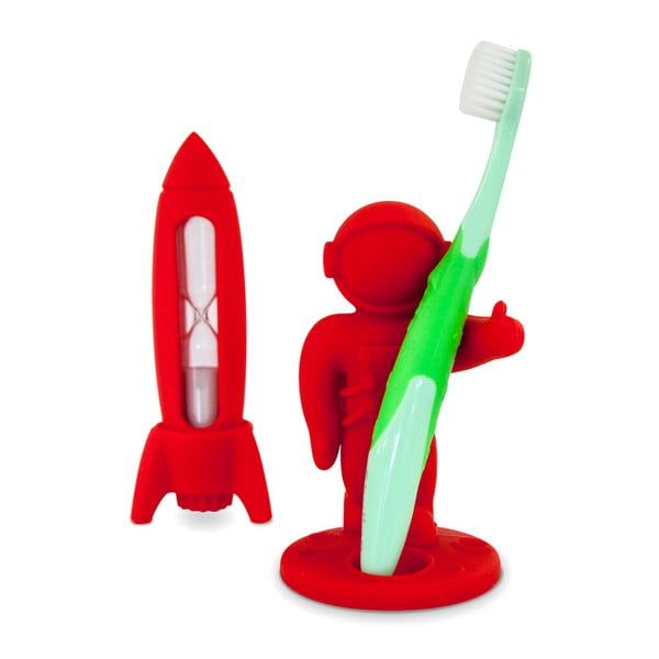Sarkans bērnu zobu tīrīšanas komplekts J-Me Rocket & Apollo