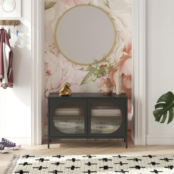 Melna metāla vitrīna 100x64x40 cm Luna – Støraa-image-1