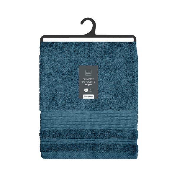 Tumši zils frotē kokvilnas dvielis 50x90 cm Tendresse – douceur d'intérieur-image-4