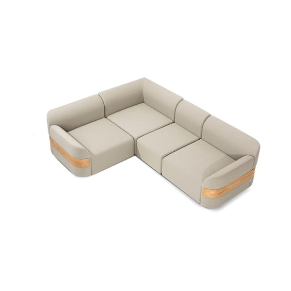 Gaiši pelēks dīvāna modulis (labais stūris) no vilnas un lina maisījuma Hugg – Gazzda-image-3