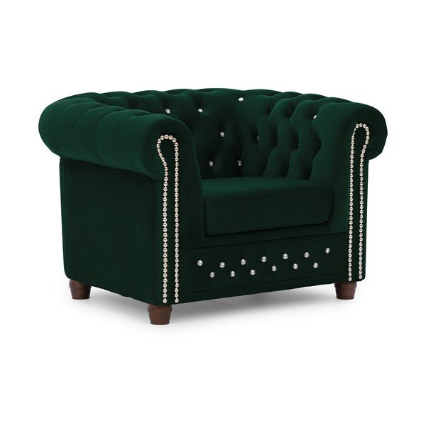 Zaļš samta Chesterfield atpūtas krēsls York Blik – Ropez