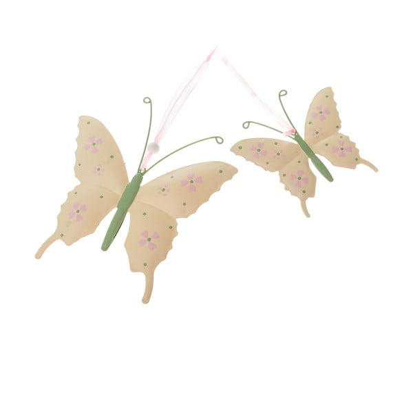 2 bēšu metāla piekaramo dekoru komplekts Dakls Butterfly