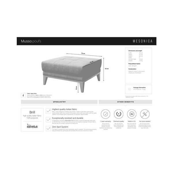 Tumši zils kāju soliņš MESONICA Musso Tufted-image-3