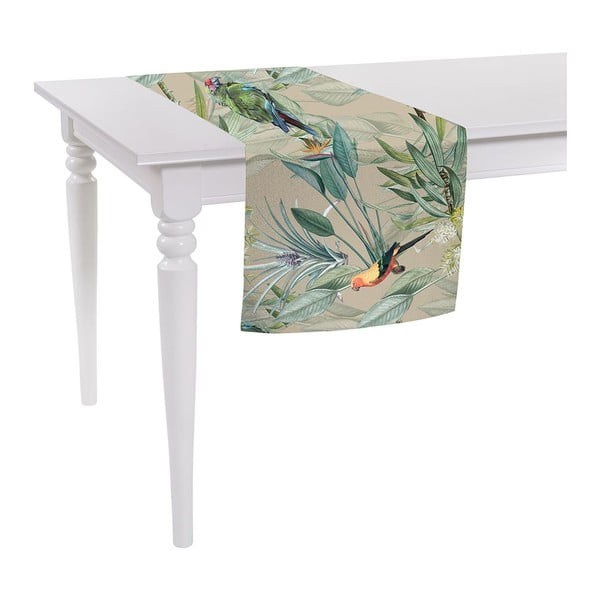 Bēšs dekoratīvais galdauts Mike & Co. NEW YORK Jungle Birds, 140 x 40 cm