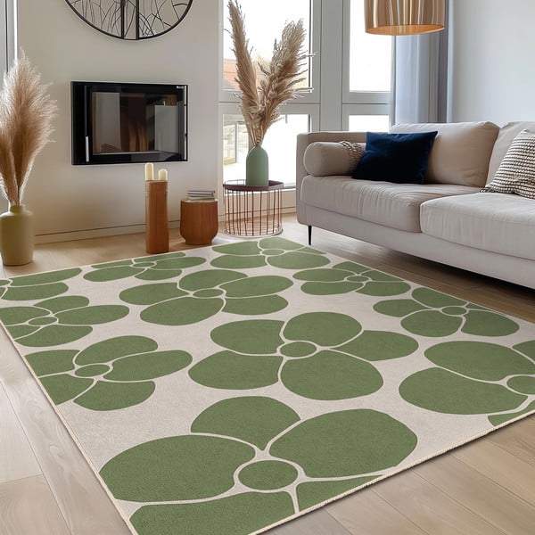 Zaļš mazgājams celiņa paklājs 80x200 cm Green Meadow – Mila Home-image-3