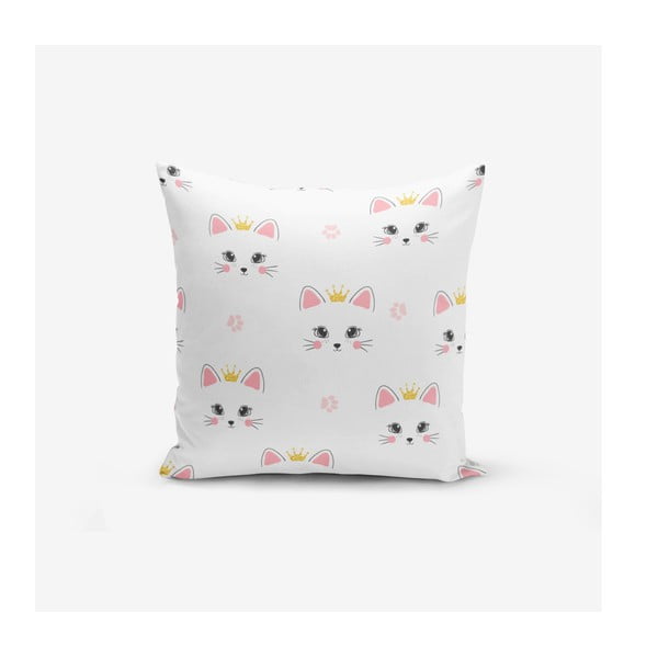 Bērnu spilvendrāna 43x43 cm White Pink Cat – Mila Home