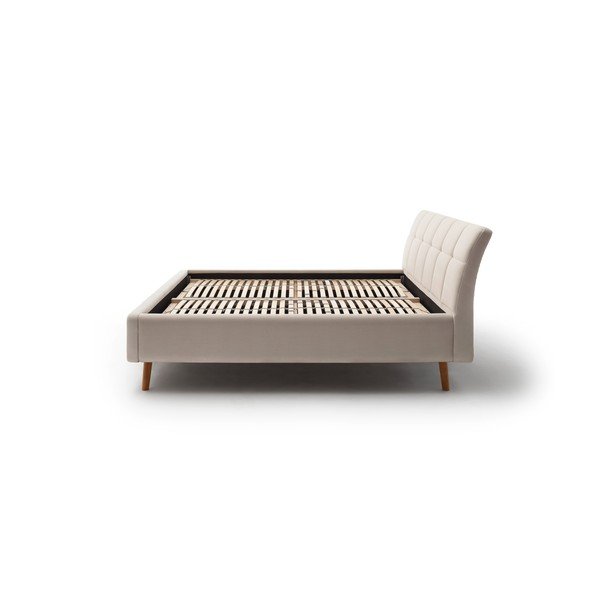 Bēša polsterēta divvietīga gulta ar veļas kasti ar redelēm 160x200 cm Mila – Meise Möbel-image-4