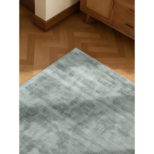 Gaiši zils ar rokām darināts viskozes paklājs 80x150 cm Noemi – Vikosa-image-3