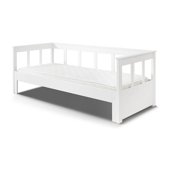 Balta izvelkama gulta no priedes masīvkoka Vipack Pino, 90/180 x 200 cm