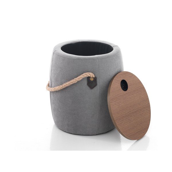 Pelēks pufs ar uzglabāšanas vietu Tomasucci Barril, ø 40 cm-image-1