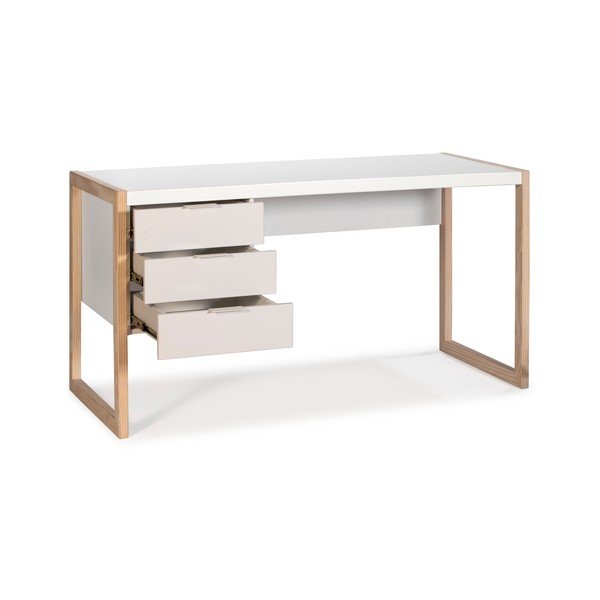 Balts rakstāmgalds ar priedes koka kājām Marckeric Frank-image-4