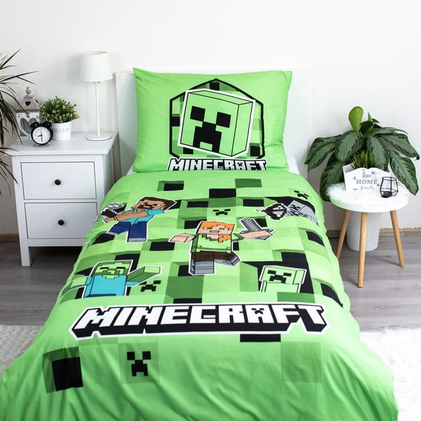 Vienguļamā mikrošķiedras bērnu gultas veļa 140x200 cm Minecraft – Jerry Fabrics-image-2
