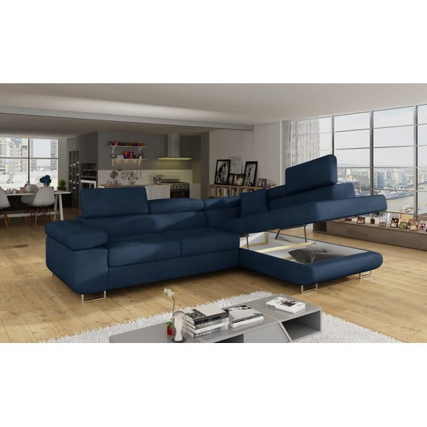 Zils samta salokāms/ar uzglabāšanas vietu stūra dīvāns (ar labo stūri/L veida) Anton – ELTAP-image-4