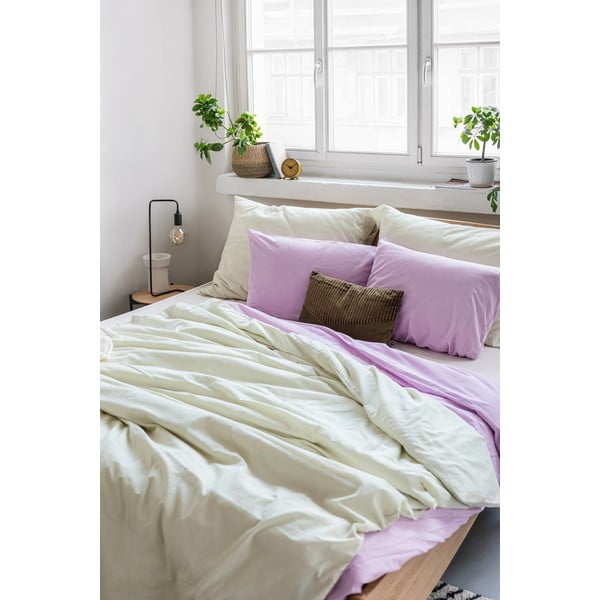 Ziloņkaula krāsas divguļamā gultasveļa no mīkstinātas kokvilnas Bonami Selection, 200 x 200 cm-image-4