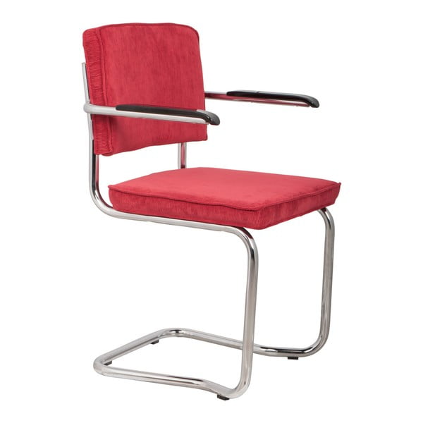 2 sarkanu krēslu komplekts ar roku balstiem Zuiver Ridge Kink Rib