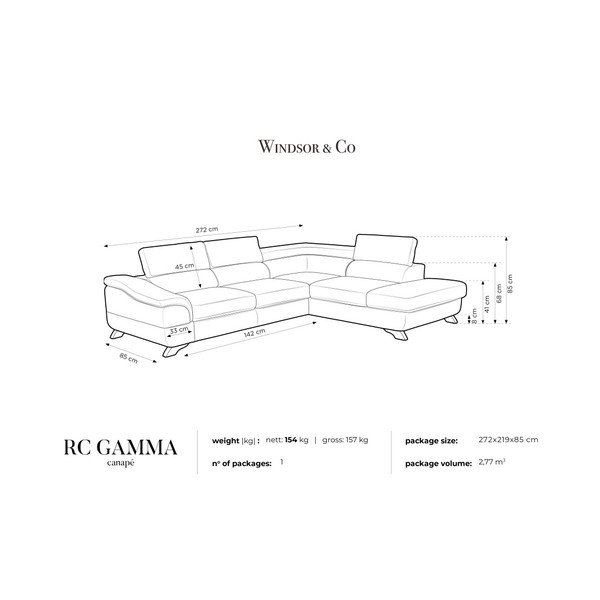 Pelēks dīvāns ar glabāšanas vietu Windsor & Co Dīvāni Gamma, labajā pusē-image-4