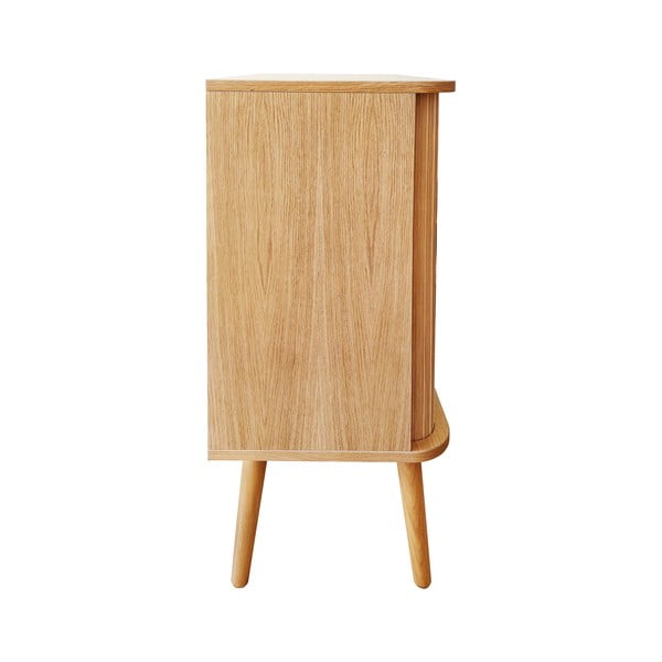 Dabīga toņa augsta kumode ar ozolkoka imitāciju un bīdāmām durvīm 83x95 cm Rove – Woodman-image-4