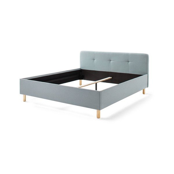 Zila/pelēka polsterēta divvietīga gulta bez režģa 140x200 cm Amelie – Meise Möbel-image-3