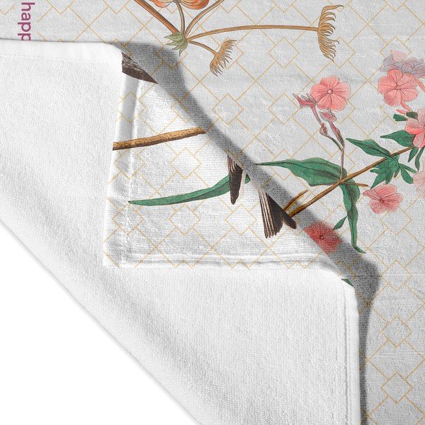 Balts dvielis 70x150 cm Blooming – Happy Friday-image-3