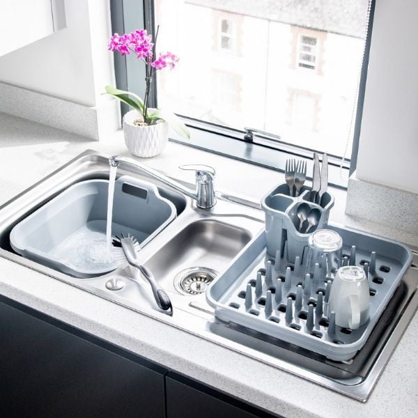 Pelēks plastmasas trauku žāvētājs 38x33,5 cm Eco Range – Addis-image-3