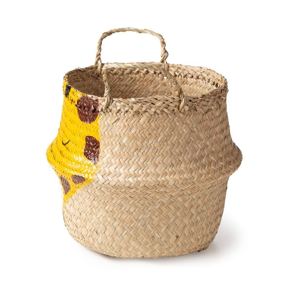 Dzeltens/dabīga toņa bērnu rotaļlietu grozs no jūraszāles ø 30x28 cm Giraffe – Compactor-image-4