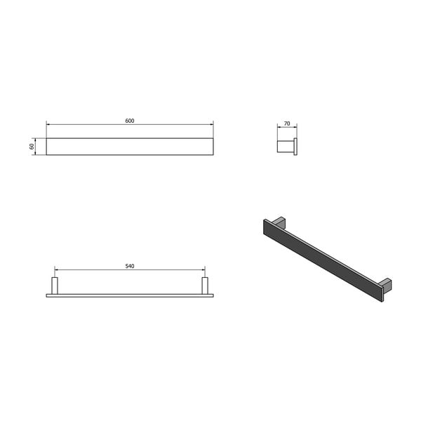 Matēti melns sienas dvieļu turētājs Patron – Sapho-image-4