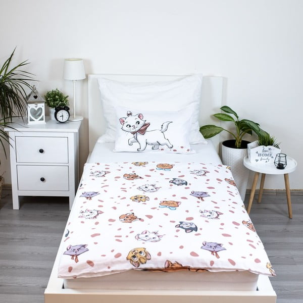 Balta kokvilnas bērnu gultas veļa bērnu gultiņai 100x135 cm Marie Cat "Friends" – Jerry Fabrics-image-2