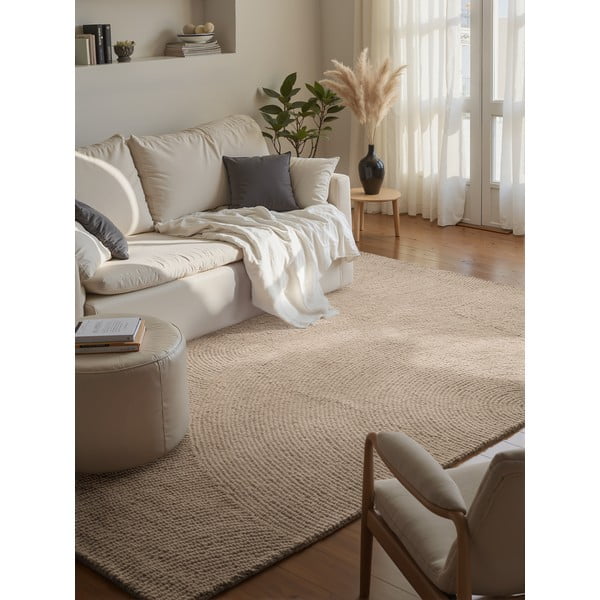 Bēšs ar rokām darināts vilnas paklājs 160x230 cm Eleni Light Beige – Hanse Home-image-1