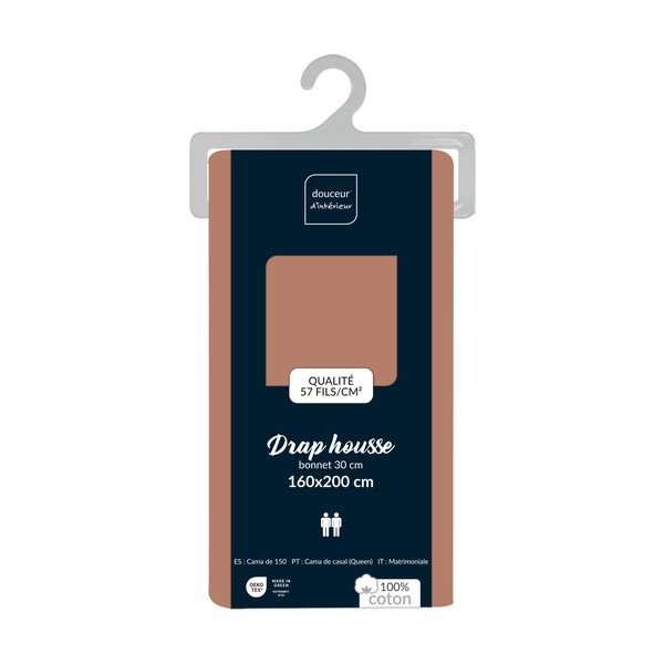 Lašrozā kokvilnas palags ar gumiju 160x200 cm Lina – douceur d'intérieur-image-2