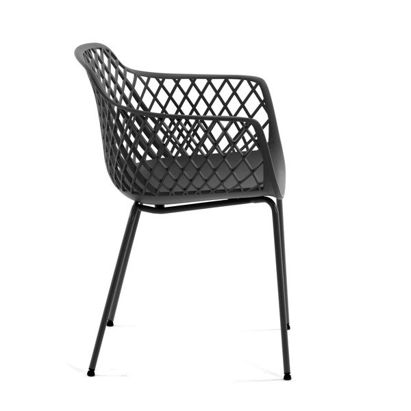 Tumši pelēks metāla dārza krēsls Quinn – Kave Home-image-2