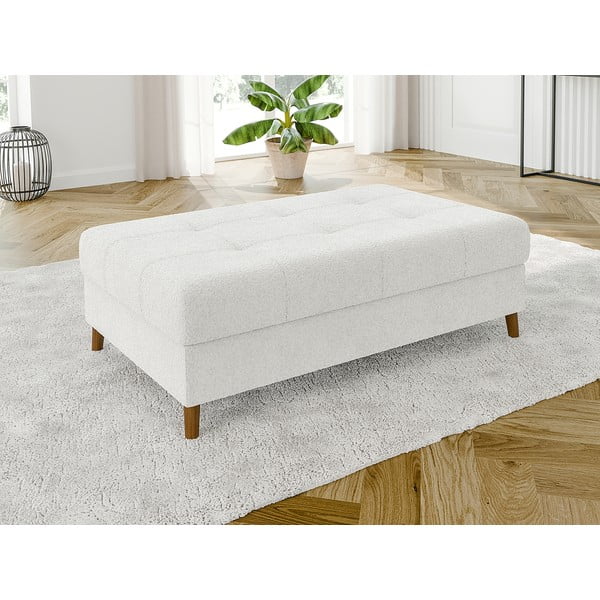 Balts kāju soliņš no buklē auduma Ariella – Ropez-image-2