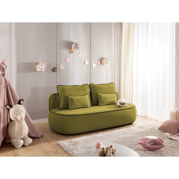 Zaļš/tumši zaļš samta salokāms/ar uzglabāšanas vietu bērnu dīvāns 210 cm Saga – Ropez-image-2