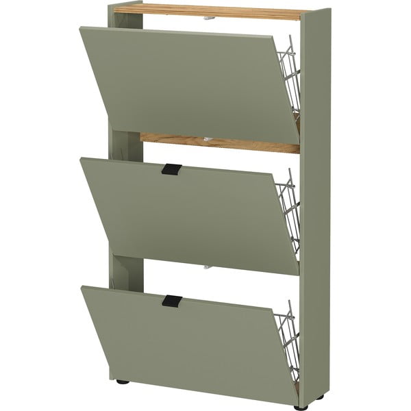 Pelēkbrūns atverams apavu plaukts 71x127x22 cm Ameca – Germania-image-2