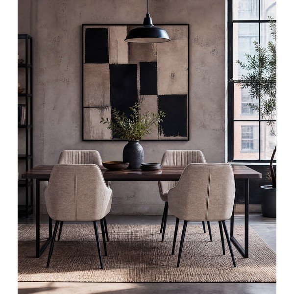 Bēšs polsterēts ēdamistabas krēsls ar roku balstiem Nolan – Unique Furniture-image-3