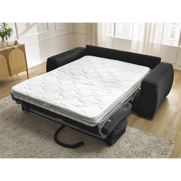 Melns velveta salokāms dīvāns 240 cm Hugo – Bobochic Paris-image-1