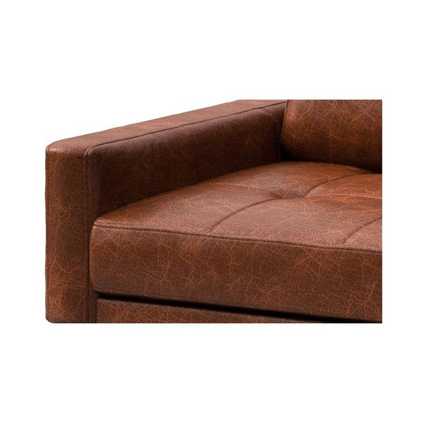 Sarkanbrūns ādas stūra dīvāns MESONICA Musso Tufted, labais stūris-image-4