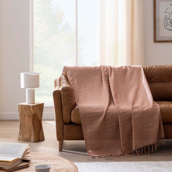 Terakotas oranžs kokvilnas gultas pārklājs 125x150 cm Lilia – douceur d'intérieur-image-1