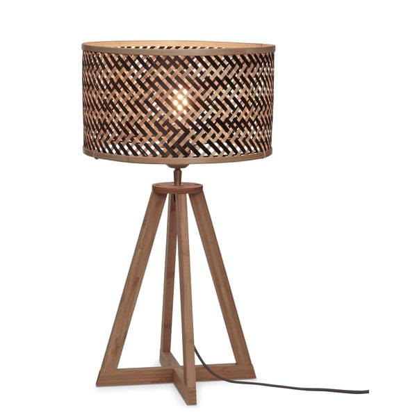 Melna/dabīga toņa galda lampa ar bambusa abažūru (augstums 53 cm) Java – Good&Mojo