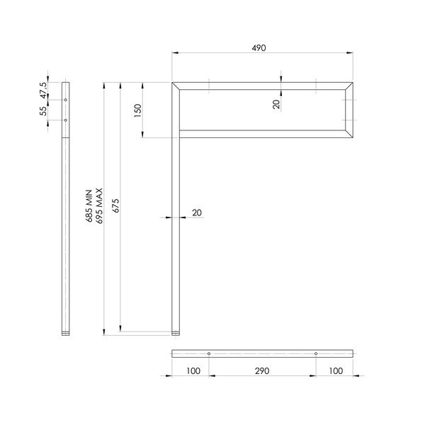 Melns tērauda virsmas balsts 49x2 cm – Sapho-image-3