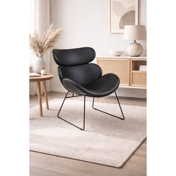 Melns mākslīgās ādas krēsls ar melnām kājām Actona Cazar-image-1