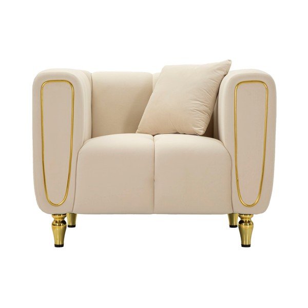 Krēmkrāsas samta atpūtas krēsls Alma – Mauro Ferretti-image-2