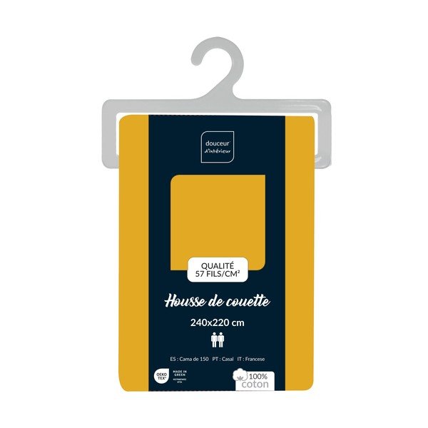 Dzeltens divguļamais/īpaši garš kokvilnas segas pārvalks 240x220 cm Lina – douceur d'intérieur-image-2